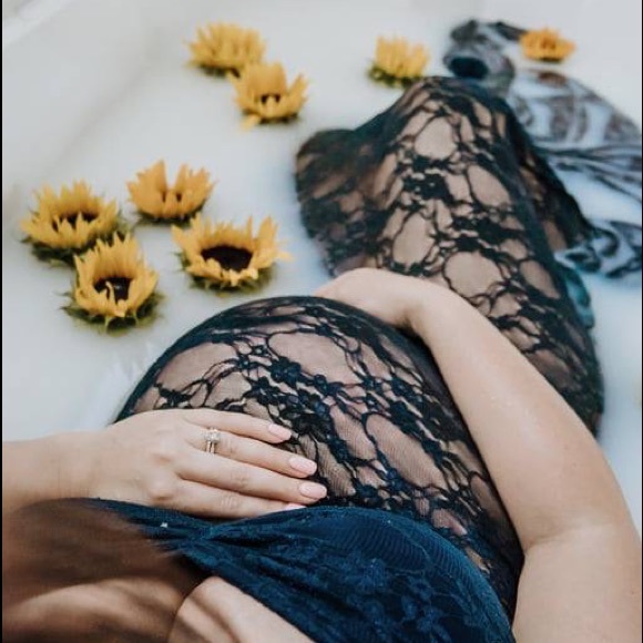 Maternity Sheer Lace Gown - Picture 2 of 4